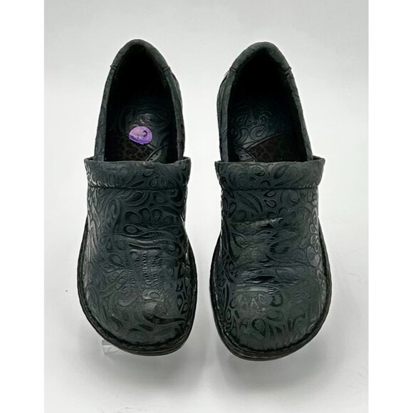 b.o.c. by Born Blue/Gray Embossed Leather Clogs Comfort Slip-On Work Shoes Sz 8 - Picture 2 of 6